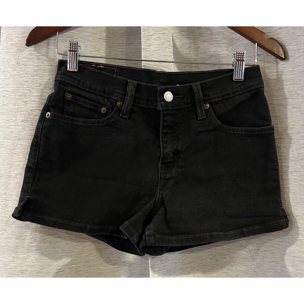 Vintage Levi's Black Wash Denim‎ Shorts Size 5 JR Micro Shorts Y2K
